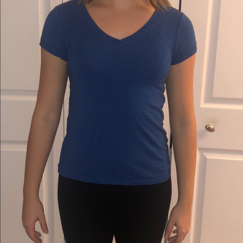 Cuffed Short Sleeve Blue Tee Shirt